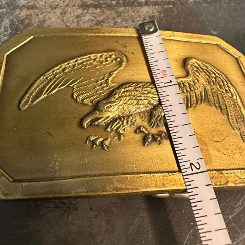 Vintage Eagle Belt Buckle Gold‎ Tone Americana Western Bird of Prey Rectangular